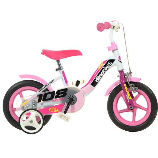 Bicicleta 108 FL cu maner pentru parinti - Dino Bikes-108 Roz