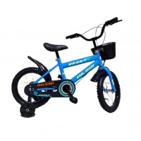Bicicleta copii 14 inch cu pedale si roti ajutatoare Dileqi albastru