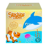 Cuburi educative stivuibile din carton - Animale marine, 10 piese
