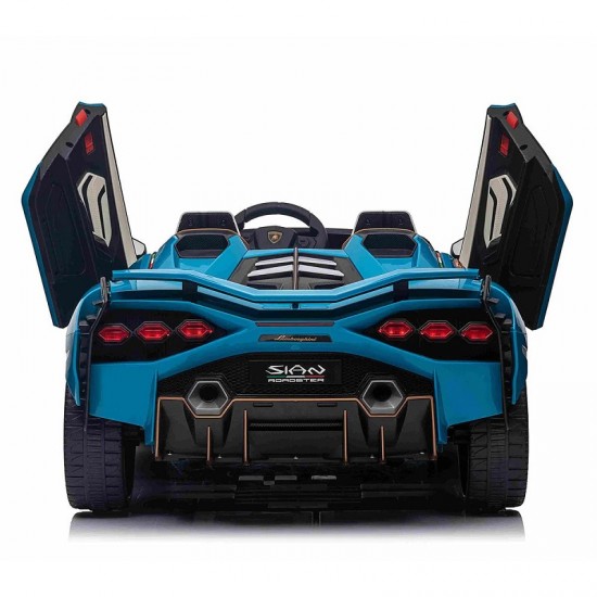 Masinuta electrica cu telecomanda si 2 motoare Lamborghini Sian 12V albastru