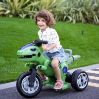 Motocicleta electrica pentru copii cu 2 motoare 12V Dinozaur Verde