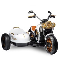 Motocicleta electrica pentru copii cu atas si motor 12V Turbo Alb