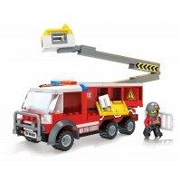 Set cuburi constructie Blocki My City  - Camion pompieri cu lift, 158 piese
