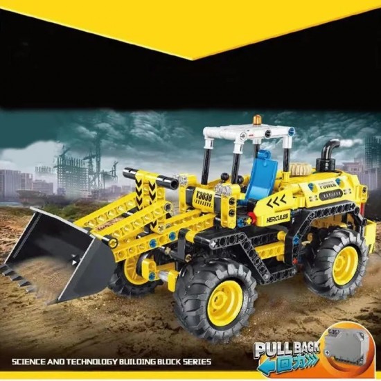 Set cuburi constructie Excavator Hercules cu mecanism pull back 476 piese