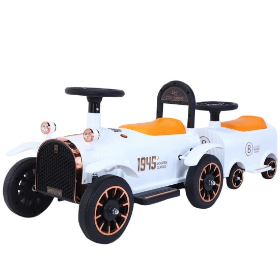 Trenulet electric cu 2 motoare 12V Modern Classic 1945 Alb