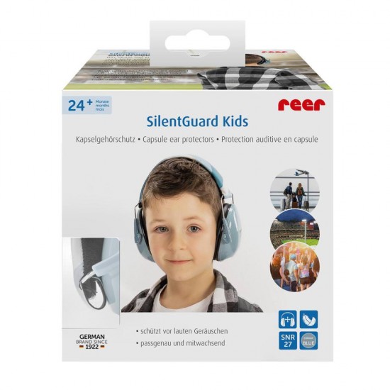 Casti antifonice pentru copii, protectie auditiva, SNR 27, 5+ ani, Reer SilentGuard Kids albastru