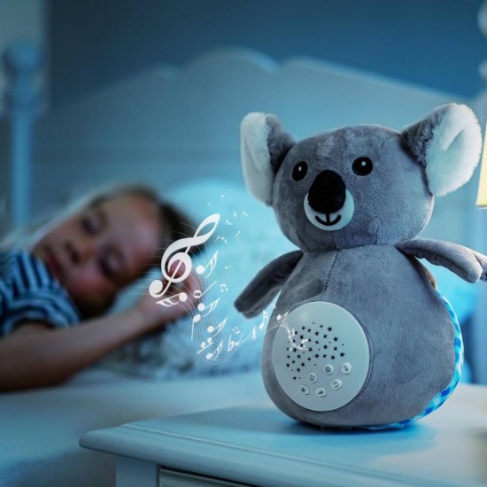 Jucarie din plus Koko Koala, lampa de veghe si proiector de stele cu muzica, senzor inteligent de plans, 0+ luni, Reer 52431