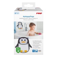 Saculet din plasa pentru jucarii de baie, prindere cu ventuze, forma de pinguin, fara BPA, 0+ luni, Reer MyHappyPingu 76062