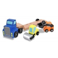 Camion transportor cu platforma cu utilaje de constructii Melissa and Doug