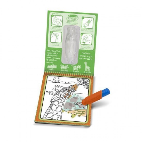 Carnet de colorat cu Apa magica Safari - Melissa and Doug