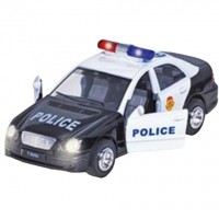 Masinuta Die Cast cu sunete si lumini, 15 cm, politie, neagra