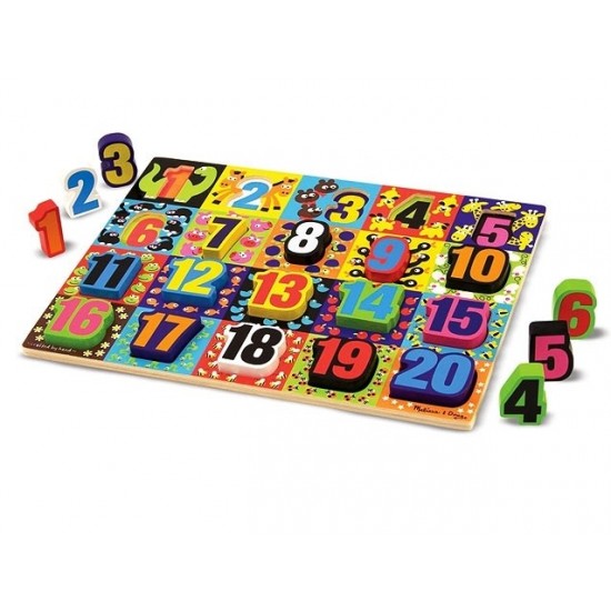 Puzzle lemn in relief Numere de la 1 la 20 Melissa & Doug