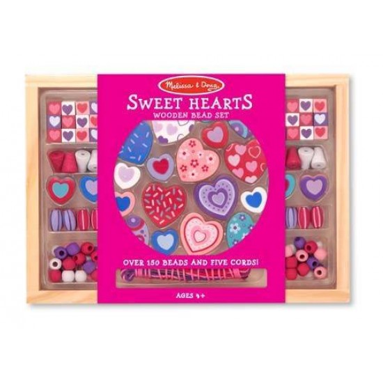 Set margele din lemn Inimioare Deco Melissa and Doug