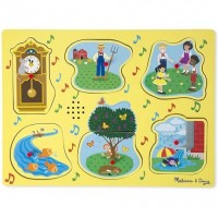 Puzzle de lemn cu sunete 6 piese Melissa & Doug - Cantecele copilariei 