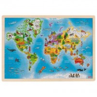 Puzzle din lemn 192 piese Harta lumii Goki