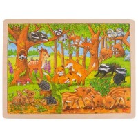 Puzzle din lemn 48 piese Goki - Pui de animale salbatice