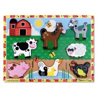 Puzzle lemn in relief Animale de ferma Melissa and Doug 8 piese