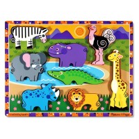 Puzzle lemn in relief Safari Melissa and Doug 8 piese