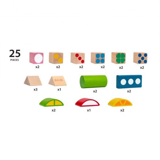 Set cuburi din lemn cu modele colorate Brio 25 piese