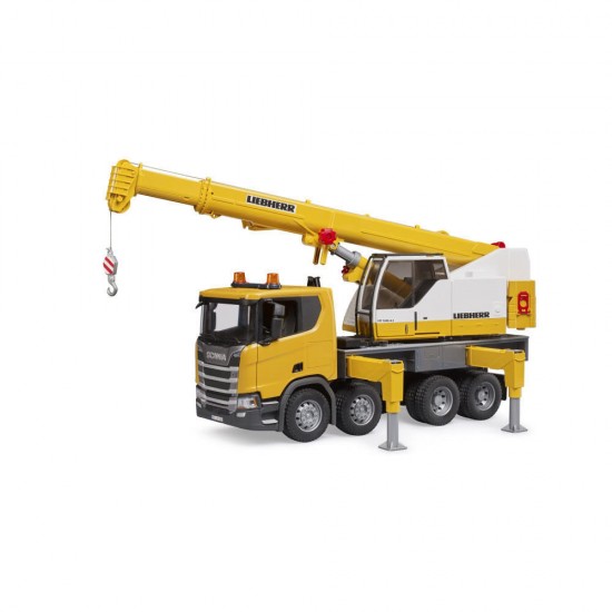 Camion cu macara Bruder Scania Super 560R Liebherr cu lumini si sunete