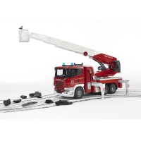 Camion de pompieri Scania R-Series cu scara, pompa de apa si sirena Bruder