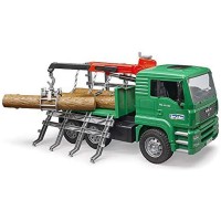 Camion lemne MAN TGA cu macara de incarcare si 3 busteni Bruder