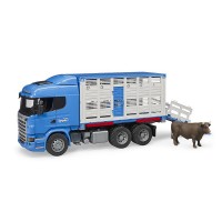 Camion transport bovine Scania R-Series si o vita Bruder