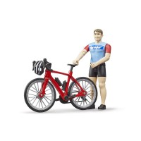 Figurina ciclist cu bicicleta de curse Bruder