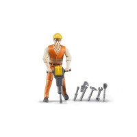 Figurina muncitor constructii cu accesorii Bruder