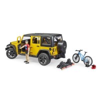 Jeep Wrangler Unlimited Rubicon cu bicicleta si ciclist Bruder