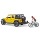 Jeep Wrangler Unlimited Rubicon cu bicicleta si ciclist Bruder