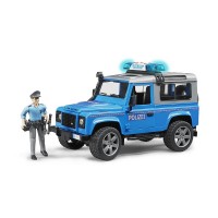 Masina de politie Land Rover Defender cu politist si accesorii Bruder
