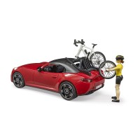 Masina Roadster cu bicicleta si ciclist Bruder