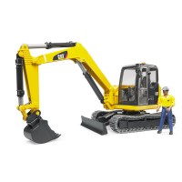 Mini excavator CAT cu muncitor Bruder