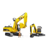 Mini excavator CAT cu muncitor Bruder