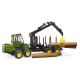 Tractor forestier John Deere 1210E cu graifer si 4 busteni Bruder