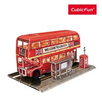 Puzzle 3D led autobuz cu etaj CubicFun 161 piese
