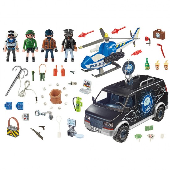 Playmobil City Action - Elicopter de politie in urmarirea dubei