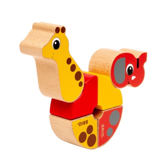 Set constructie girafa si elefant cu magnet Brio