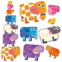 Set 7 puzzle-uri progresive animale mari si mici Headu Ecoplay