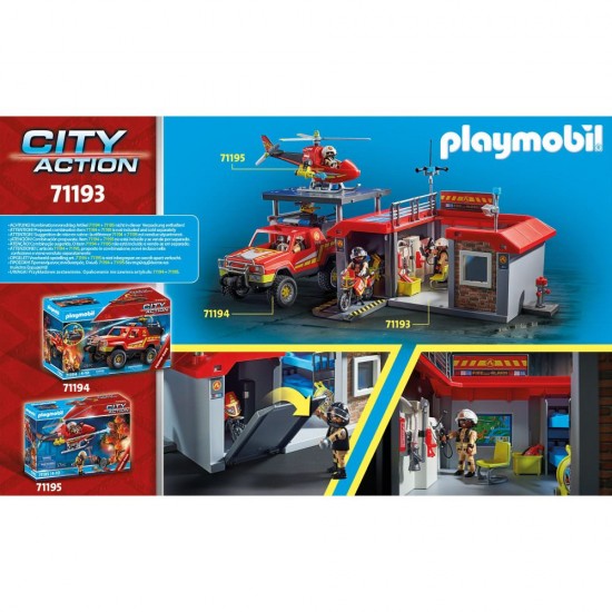 Playmobil City Action - Set mobil statie de pompieri si figurine