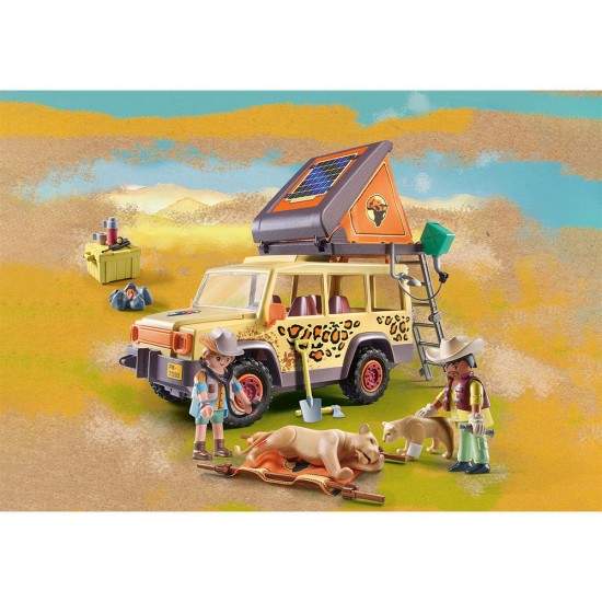 Playmobil Wiltopia - Vehicul de teren si lei