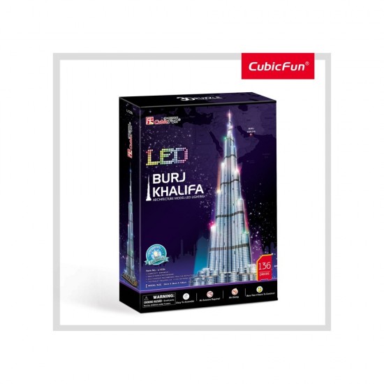 Puzzle 3D cu led Burj Khalifa 136 piese