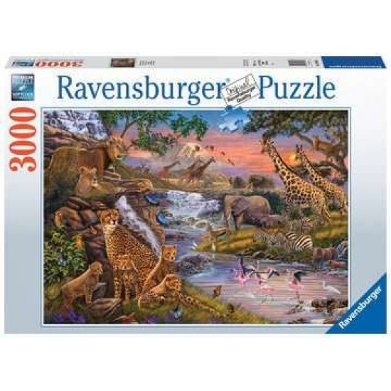 Puzzle Animale salbatice la rau Ravensburger 3000 piese