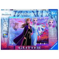 Puzzle cu sclipici Frozen II Elsa si Anna 100 piese
