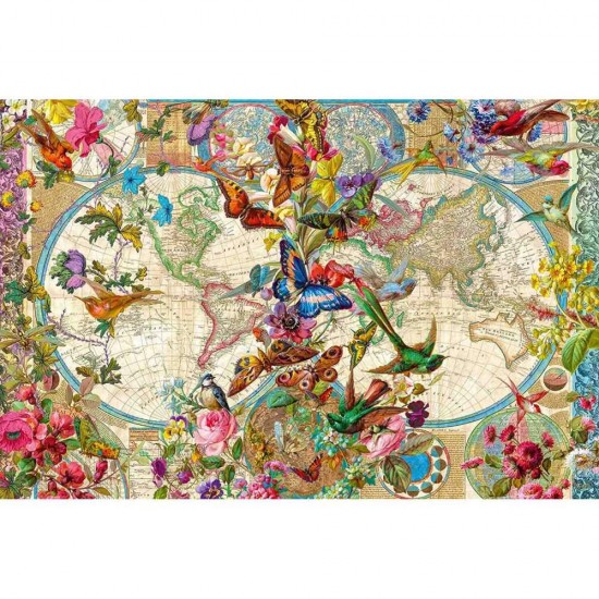 Puzzle 3000 piese Ravensburger - Harta lumii cu fauna si flora