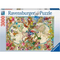 Puzzle 3000 piese Ravensburger - Harta lumii cu fauna si flora