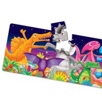 Puzzle lung de podea 51 piese - Dinozauri colorati