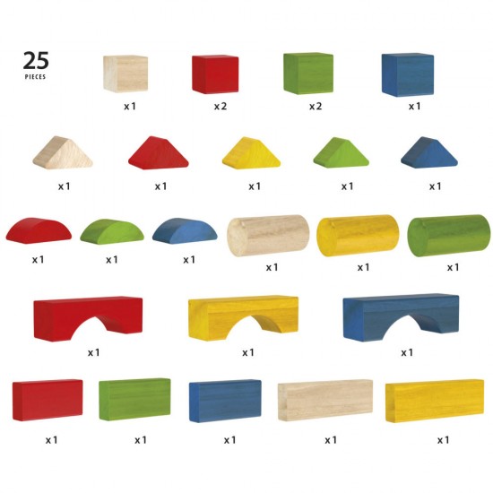 Set blocuri colorate din lemn 25 piese BRIO 