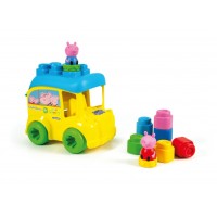 Set constructie bebe Soft Clemmy - Autobuz Peppa cu cuburi